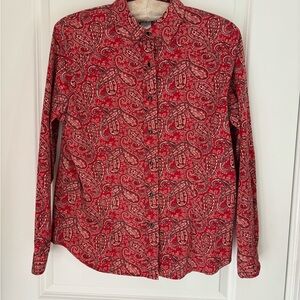 PENDLETON Women’s Sz L Red Paisley Bandanna Print Onyx Snap Front Shirt